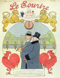 President Armand Fallieres (1841-1931) med kung Edward VII (1841-1910) omslag till tidskriften "Le Sourire", 6 juni 1908